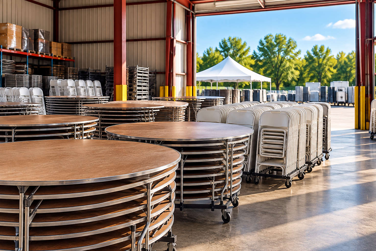Tables and chairs available for customer pickup